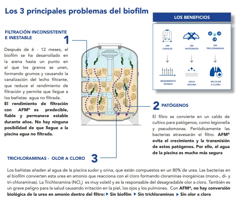 PRINCIPALES PROBLEMAS DE BIO FILM EN FILRTOS DE PISCINA